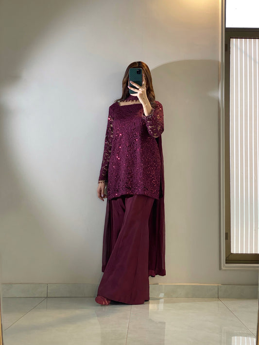 Royal Magenta Glow Bell Bottom