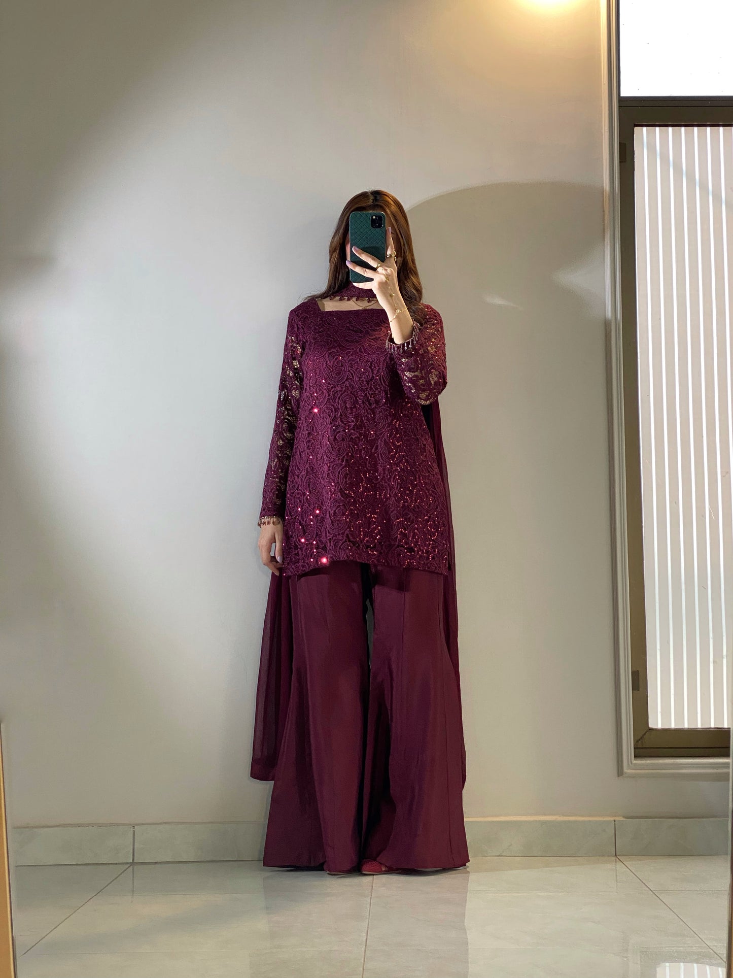 Royal Magenta Glow Bell Bottom