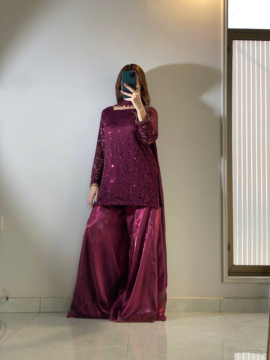 Royal Magenta Glow Plazo