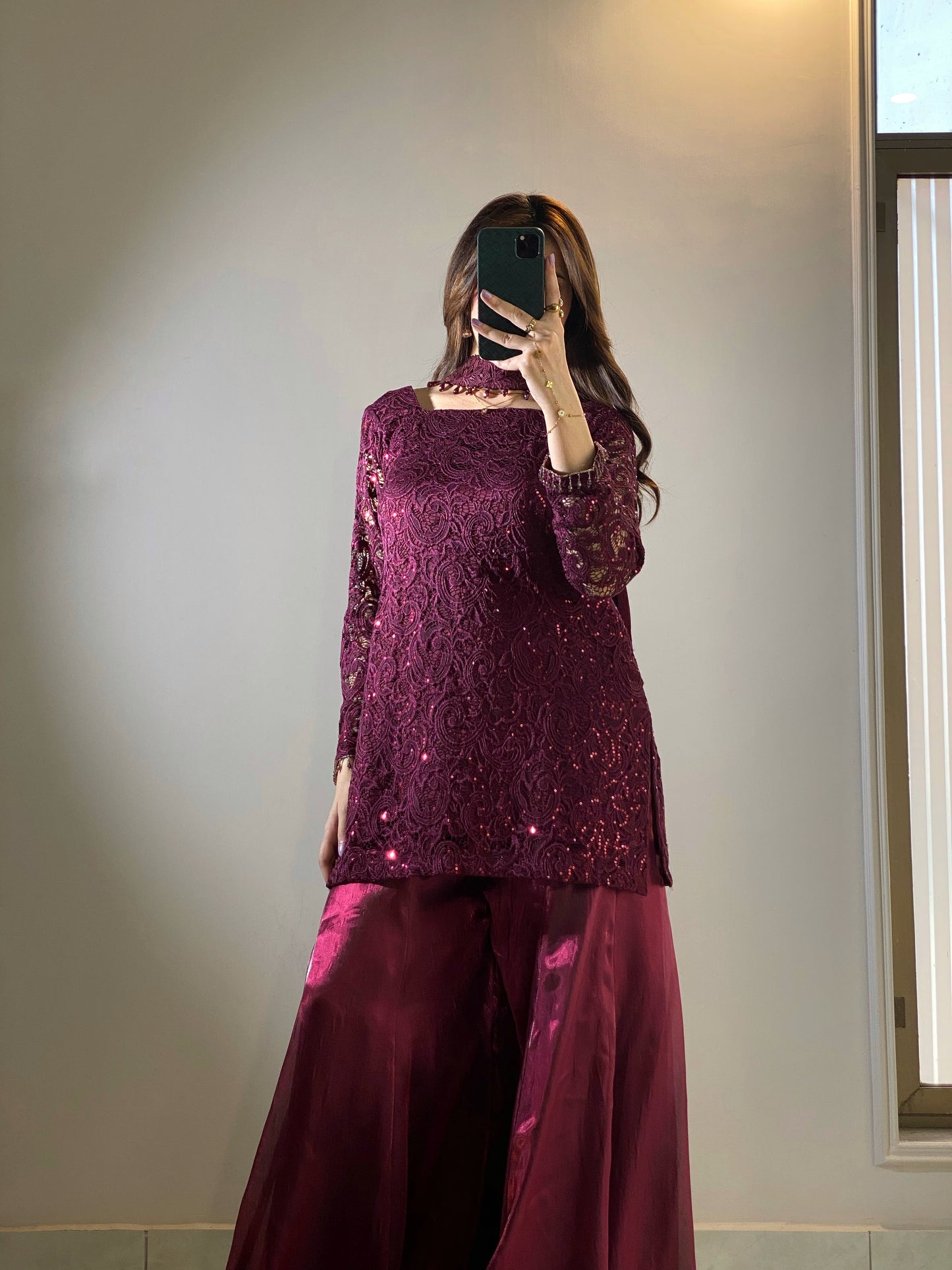 Royal Magenta Glow Plazo