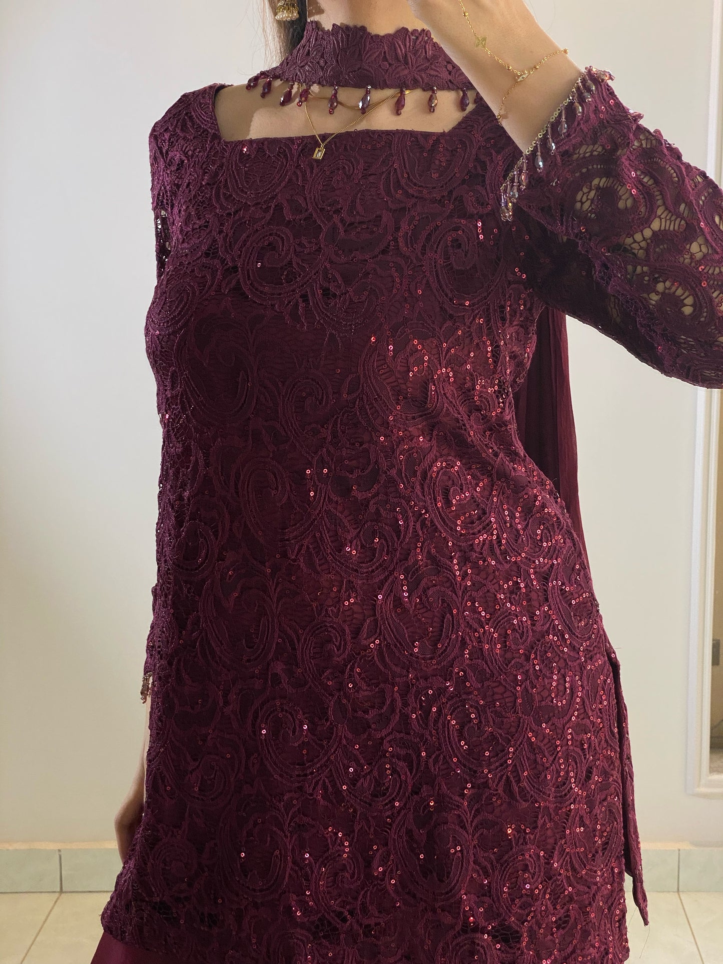 Royal Magenta Glow Bell Bottom