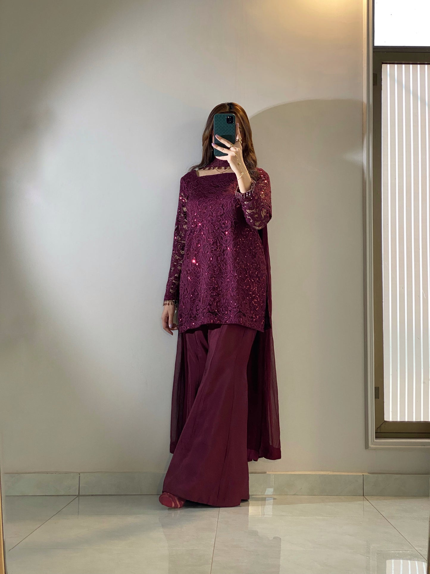Royal Magenta Glow Bell Bottom