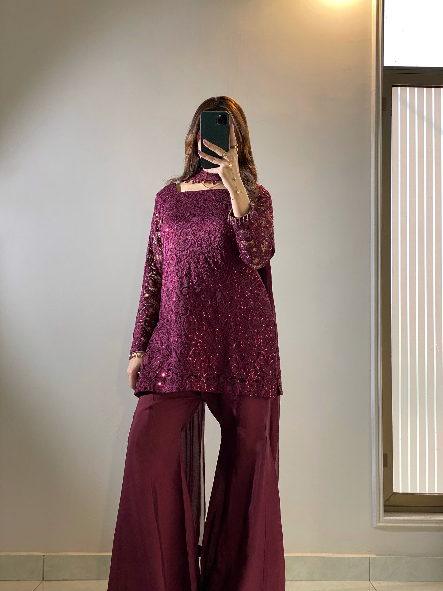 Royal Magenta Glow Bell Bottom