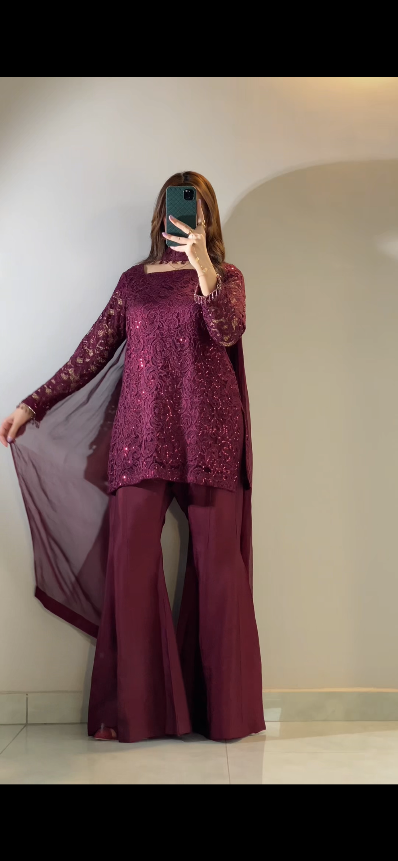 Royal Magenta Glow Bell Bottom