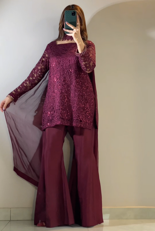 Royal Magenta Glow Bell Bottom