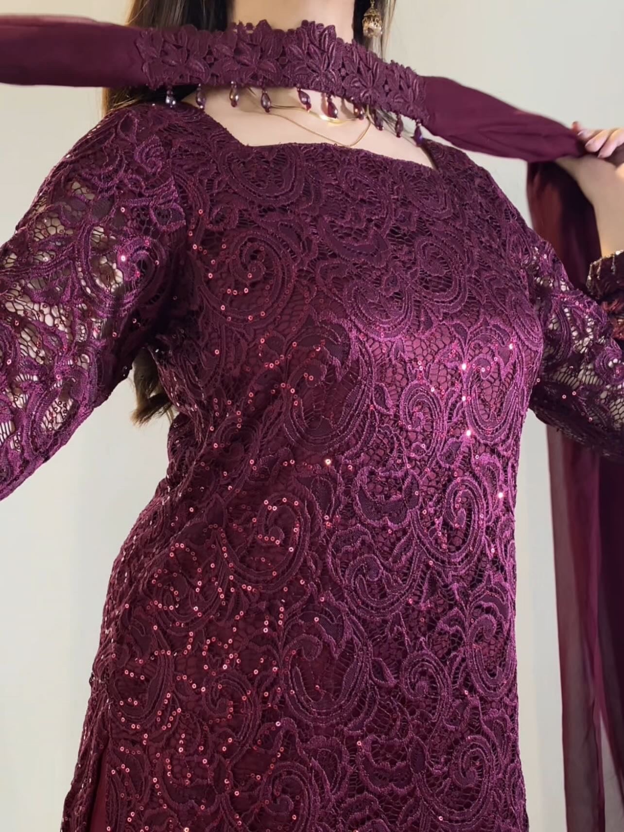 Royal Magenta Glow Plazo