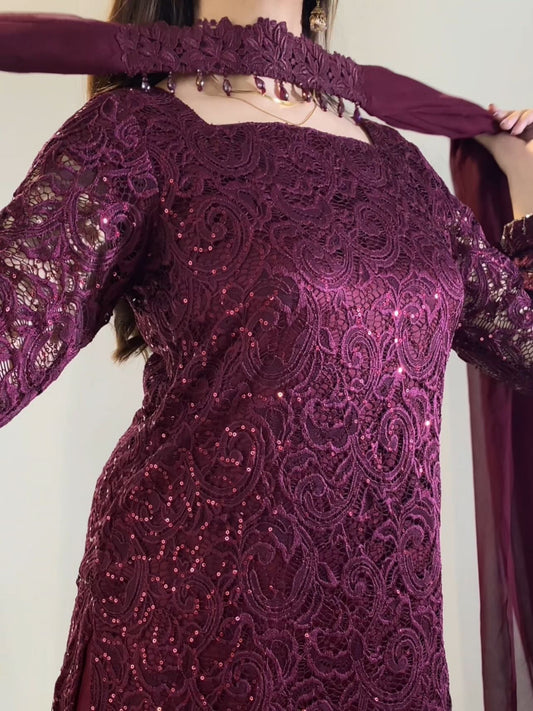 Royal Magenta Glow Plazo